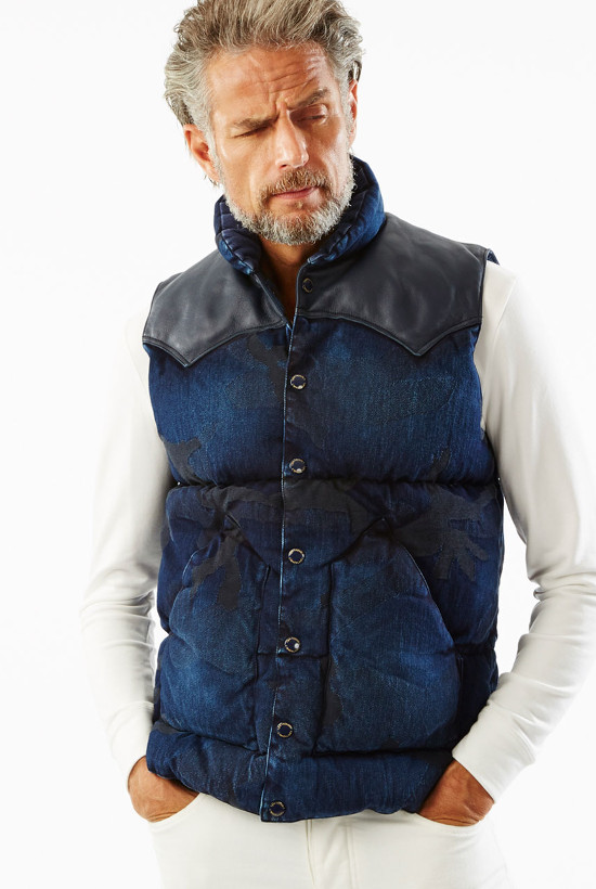 1piu1uguale3 denim down vest – Rocky Mountain Featherbed | 1piu1uguale3  Osaka - ウノピゥウノウグァーレトレ大阪オンラインストア