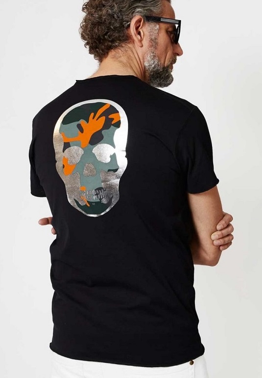 1PIU1UGUALE3 × lucien pellat-finet　“ Big neon camo skull T-shirt ”