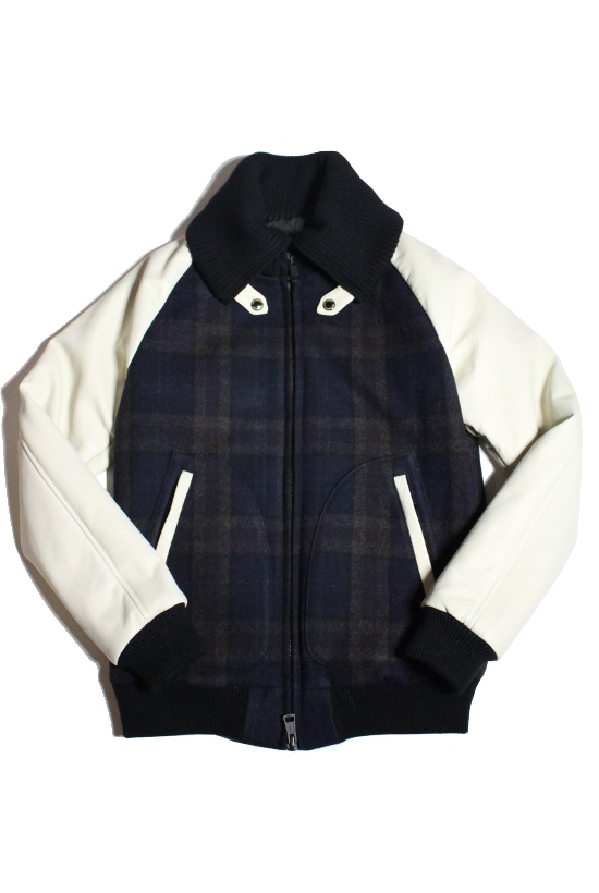 DONKY ZIP STADIUM - ZANERI CHECK MELTON -［NAVY/WHITE